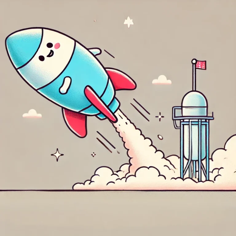 A rocket launching too quickly, humorously symbolizing premature ejaculation treatment.